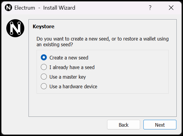 Wallet type selection